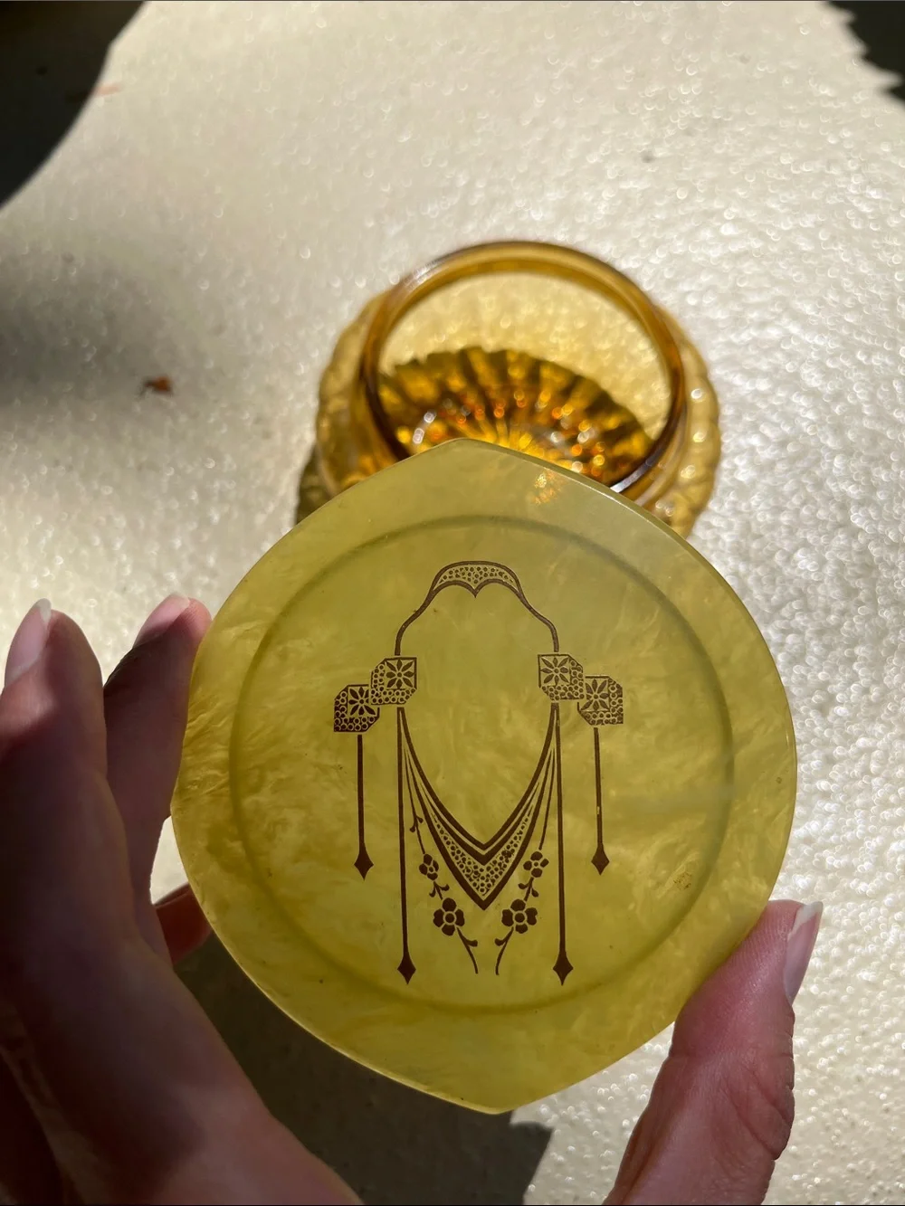 Art Deco Celluloid Bakelite Powder Dish - Picture 3 of 9